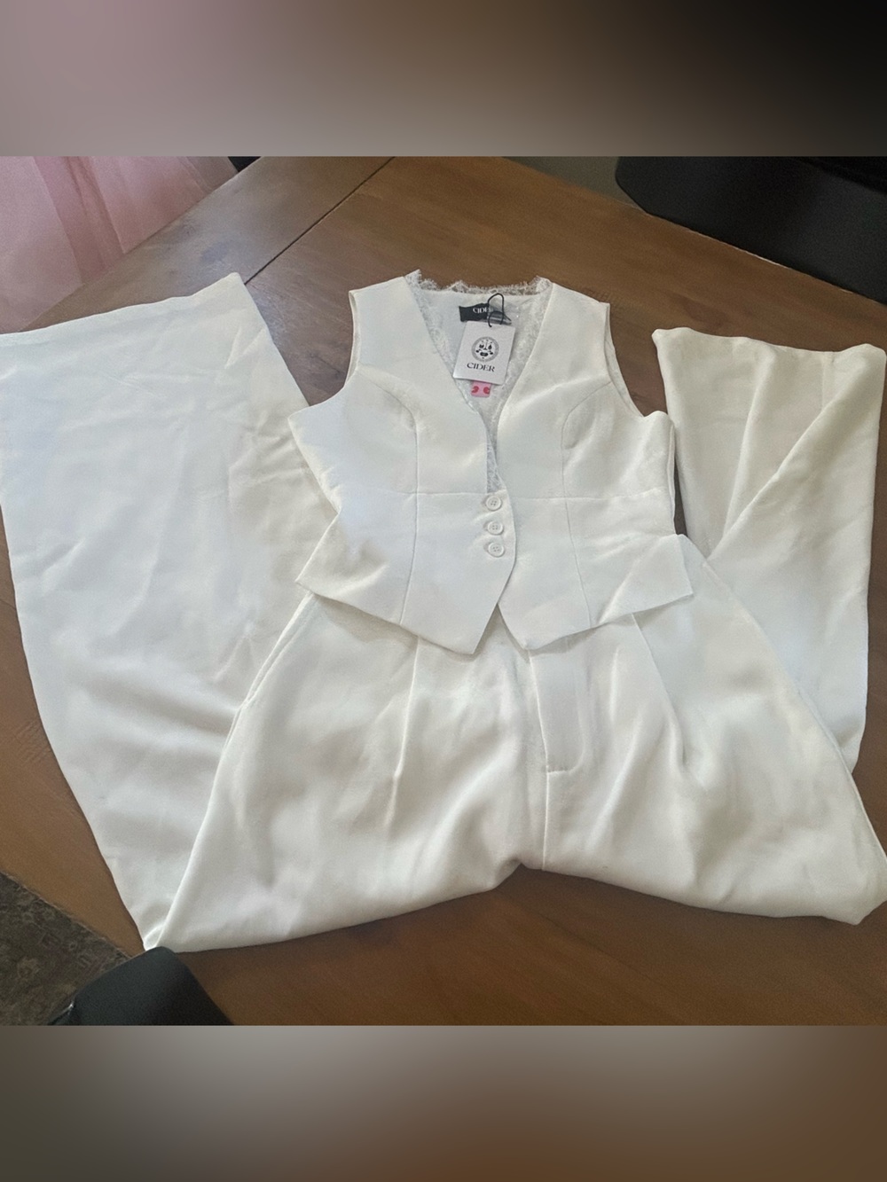 NWT Cider Sleeveless White Jumpsuit with Tailored Vest - Picture 1 of 14